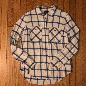 J Crew Blue and White Flannel
